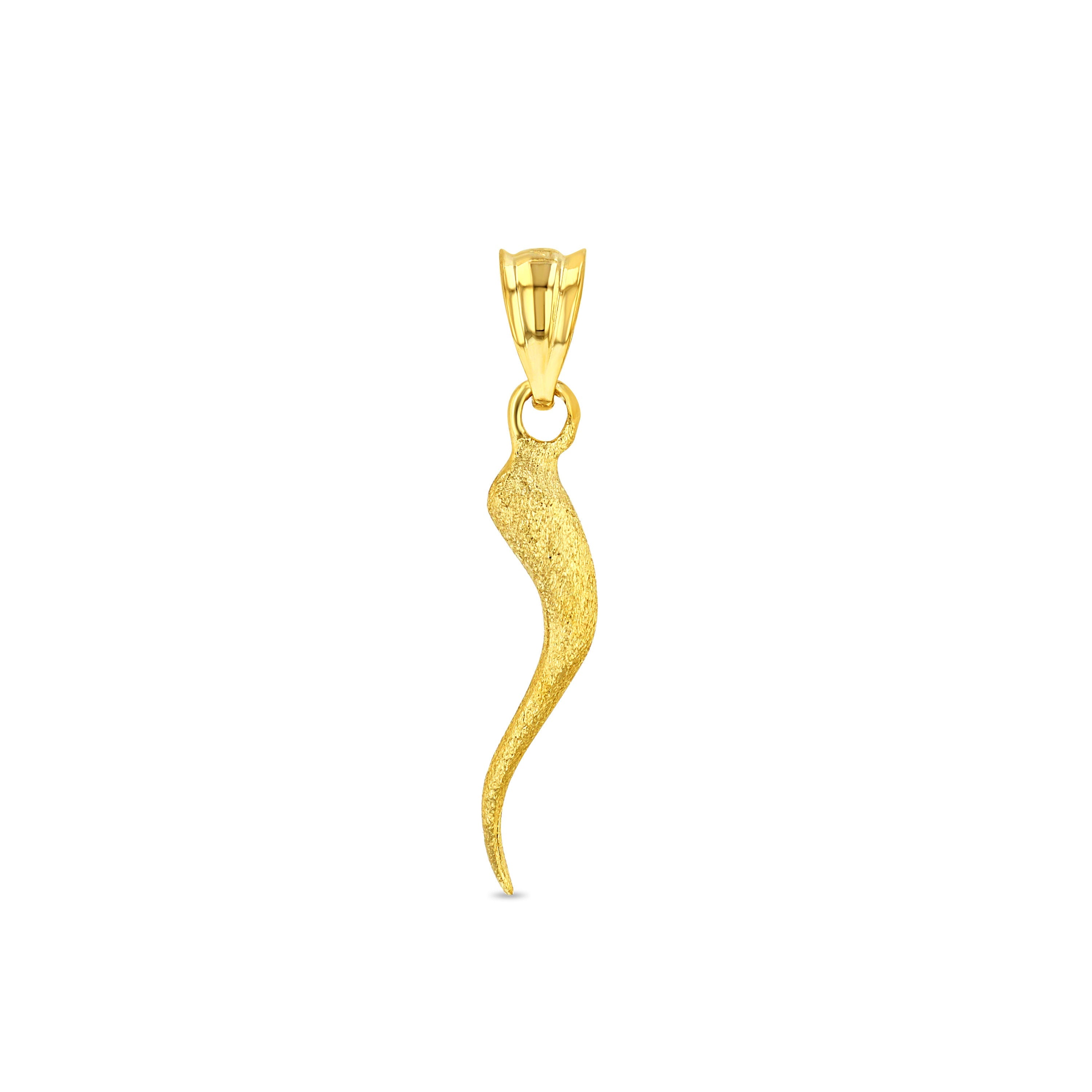14k solid gold 3 dimensional italian horn pendant