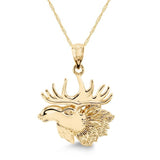 14k solid gold moose pendant on 18" solid gold chain