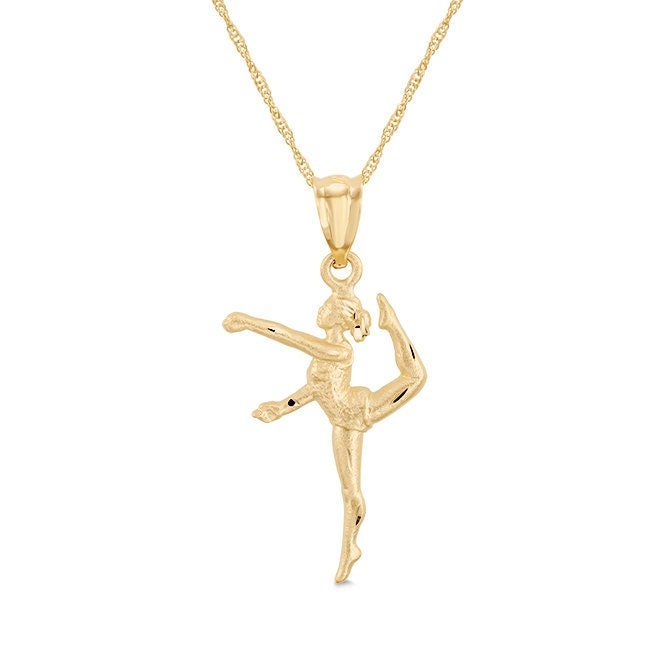 14k solid gold dancer pendant on solid gold 18" chain