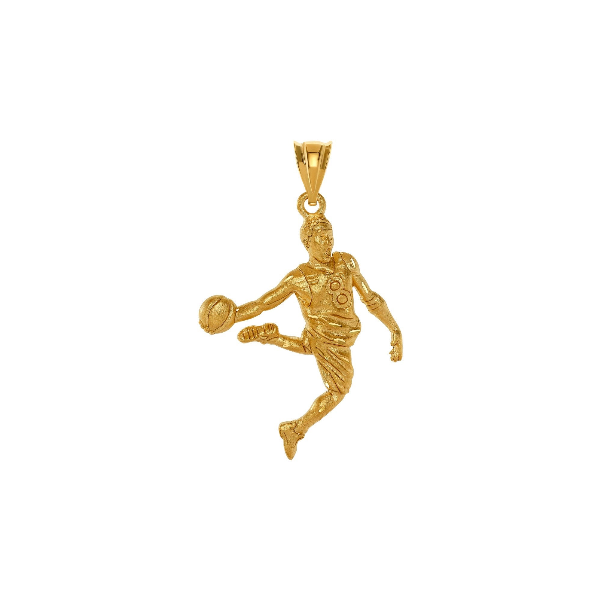 14k solid gold  #8 Jersey basketball player  pendant