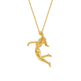 14k solid yellow gold female volleyball player pendant on 18" solid gold chain