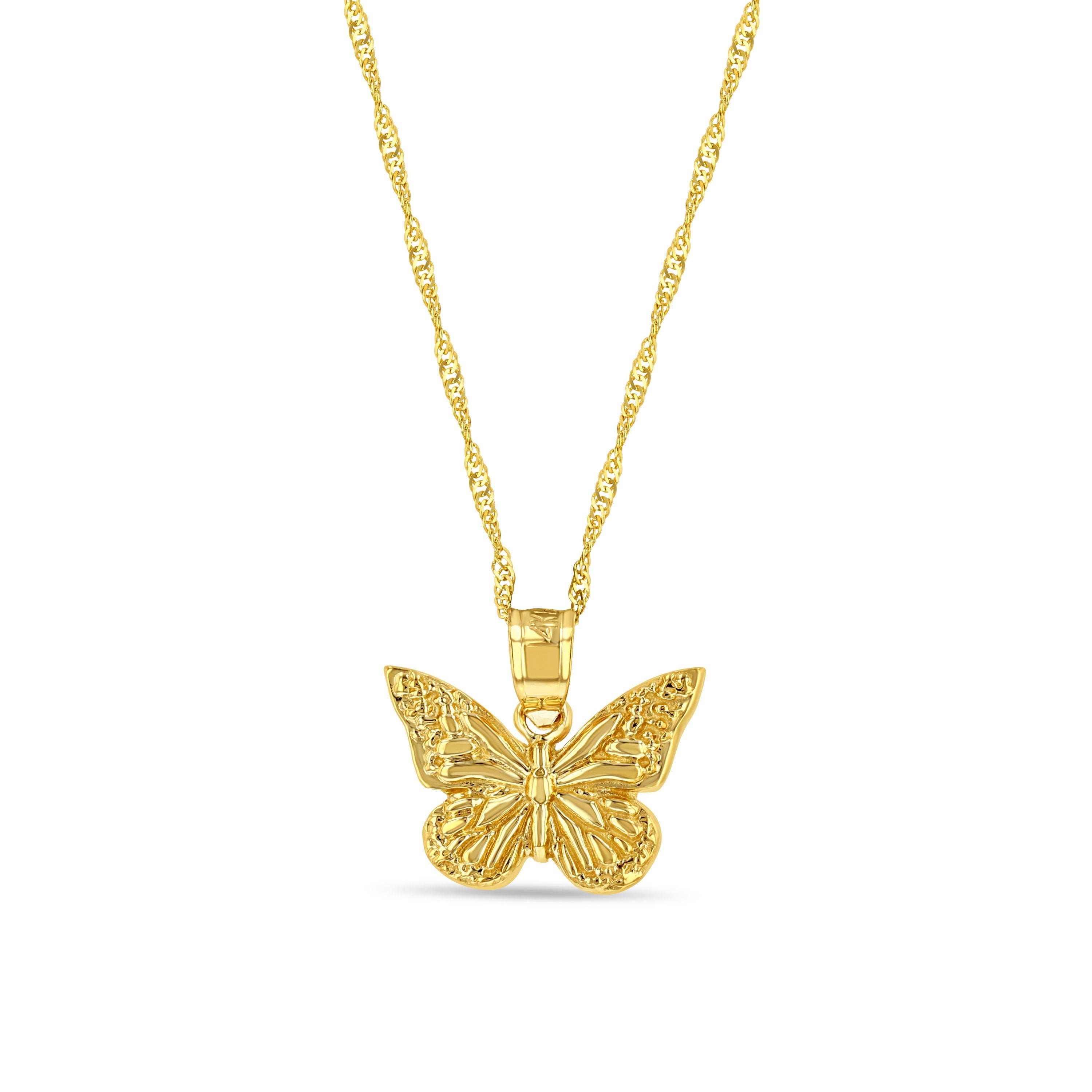 14k solid gold mini butterfly necklace