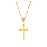 14k solid gold high polish cross on 18" solid gold chain