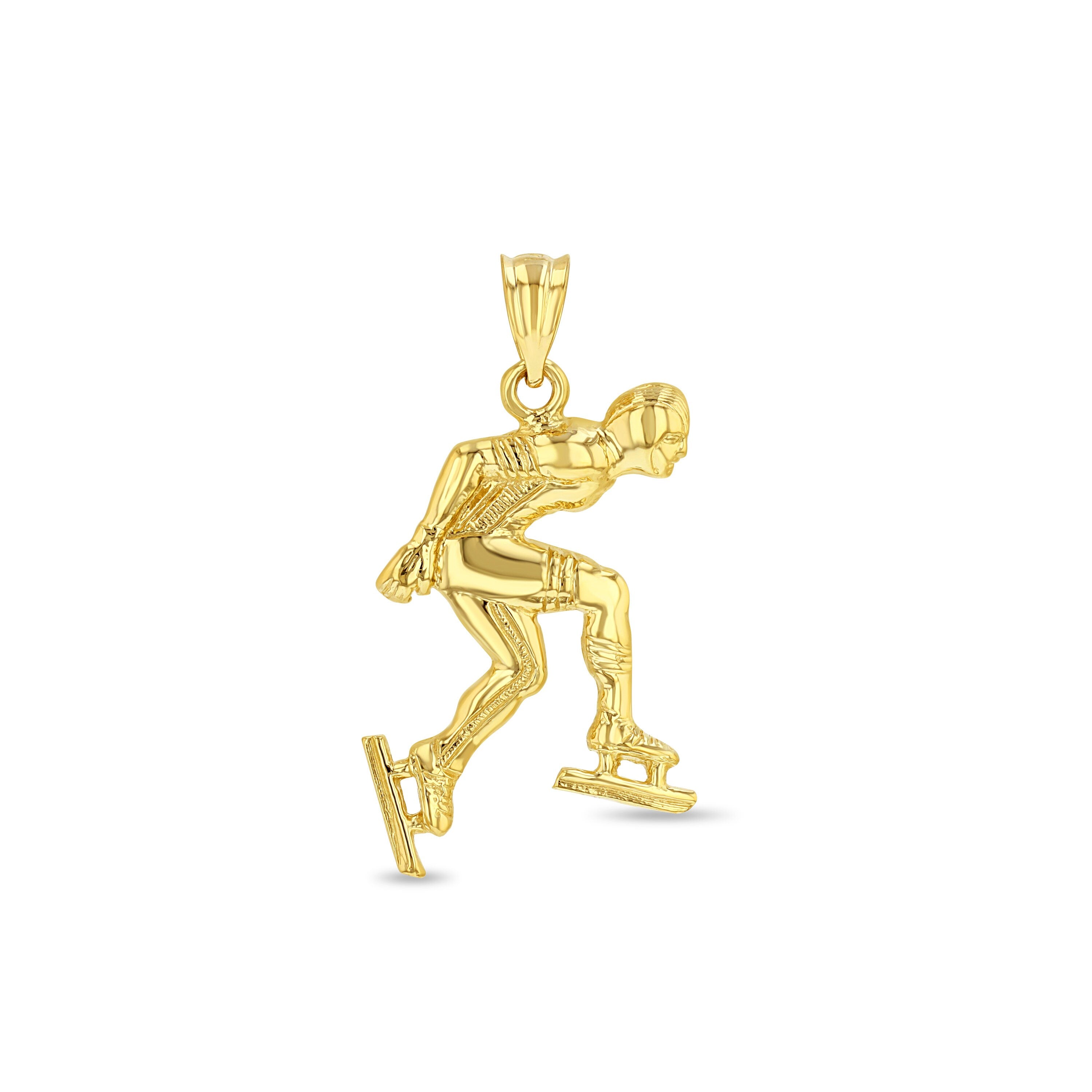 14k solid gold speed skater pendant