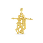 14k solid gold couple figure skater pendant