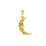 14k solid gold moon pendant