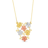 14k gold Tri color Plumeria Vine 17" necklace