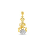 14k solid gold two tone Lobster holding Sand dollar pendant