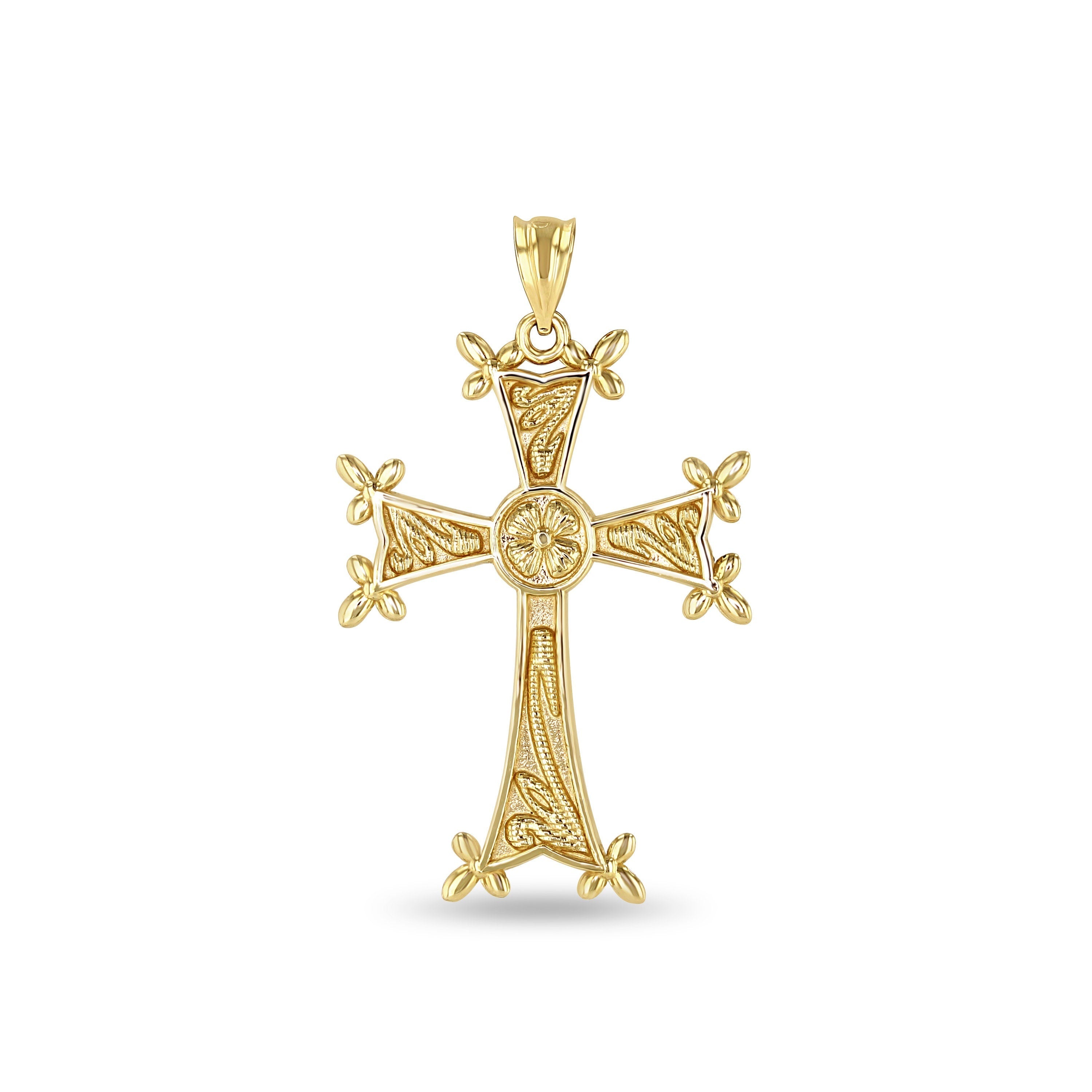 14k solid gold Engravable Back Armenian Cross Pendant