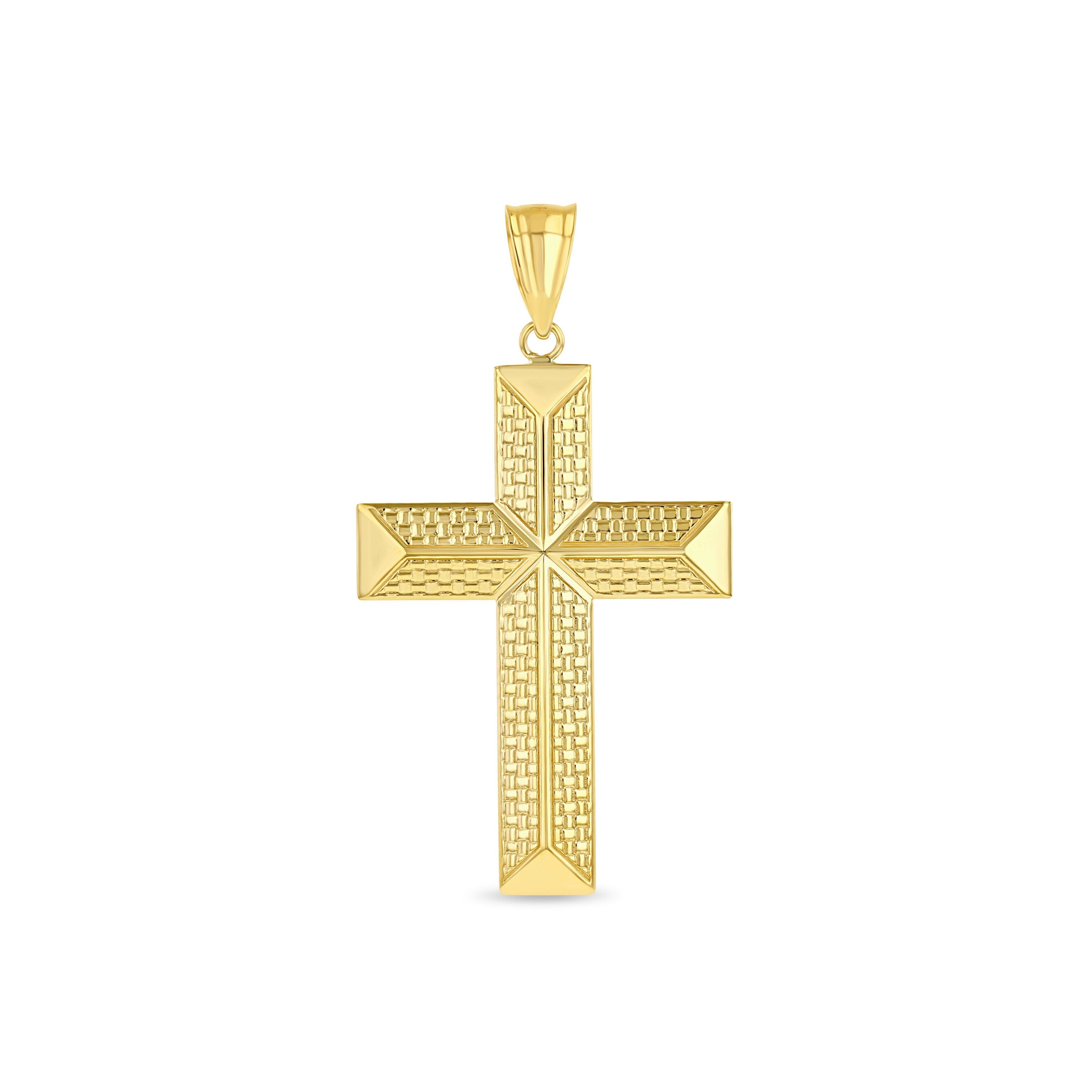 14k solid gold double sided Cross pendant