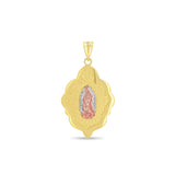 14k solid tri color gold Our Lady of Guadalupe pendant