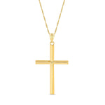 14k solid gold high polish cross pendant on 18" solid gold chain