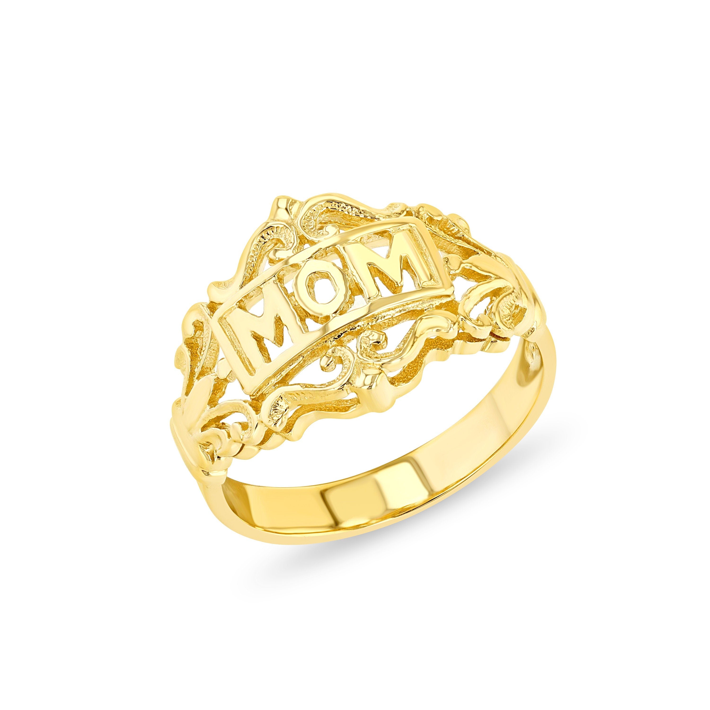 14k solid gold MOM ring