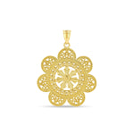 14k solid gold filigree flower pendant