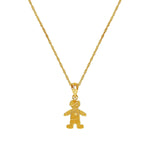 14k solid gold little boy pendant on 18" solid gold chain