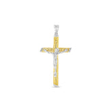 14k solid gold two tone 3D Crucifix pendant