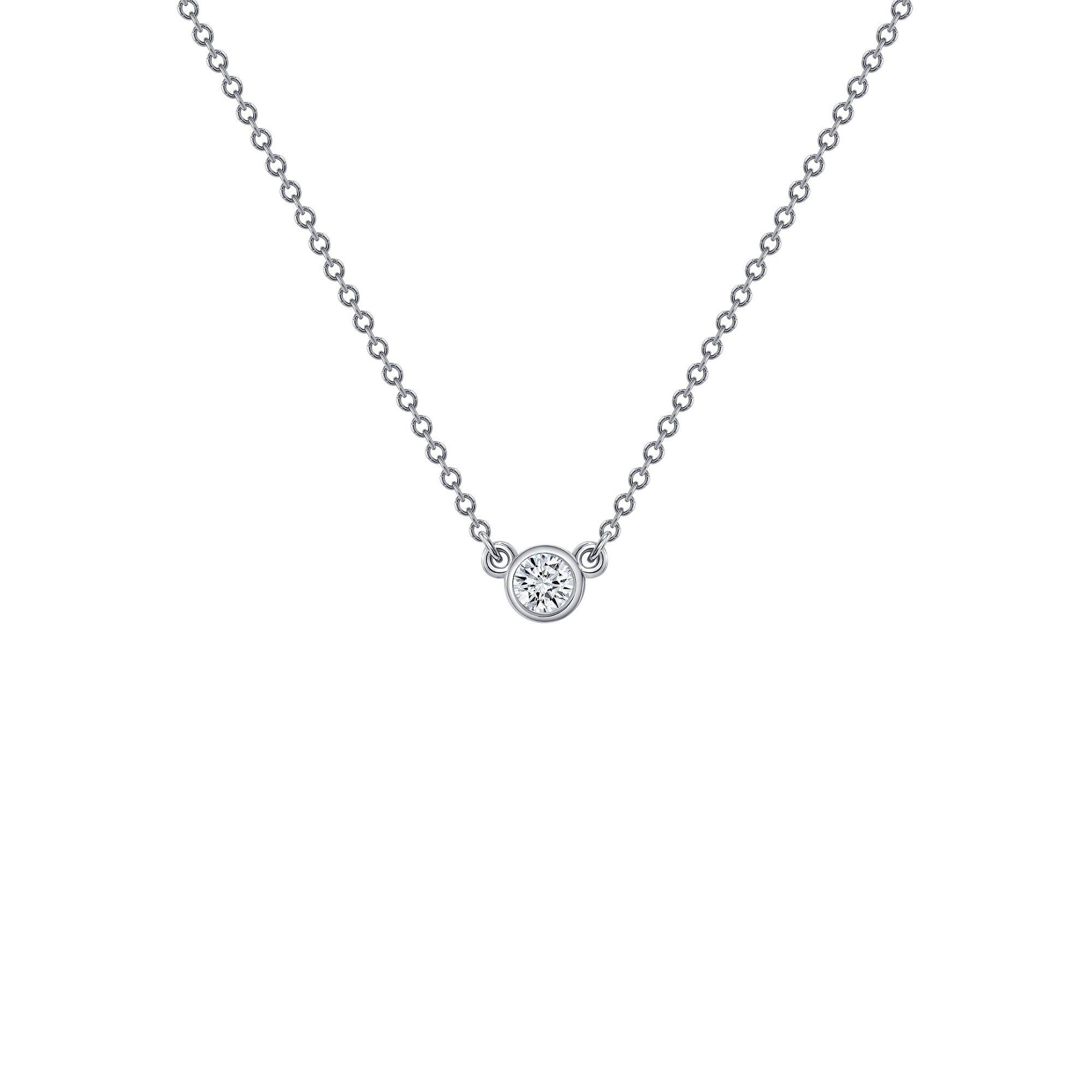 14k solid white gold .11 ct diamond necklace with 18" cable chain attached