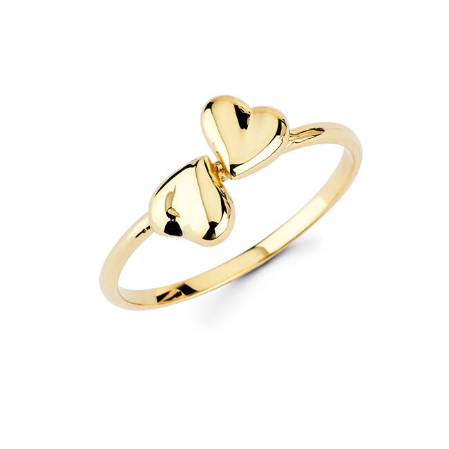 JEWLR Canada 14K Gold Double Heart Gemstone Ring - Customizable Birthstone Ring