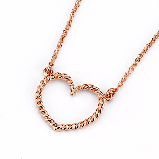 14K Gold Twisted Heart Necklace