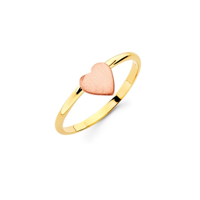 14K Two Tone Rose and Yellow Gold Heart Ring