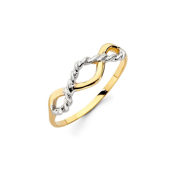 14K Two Tone White and Yellow Gold Infinity Ring
