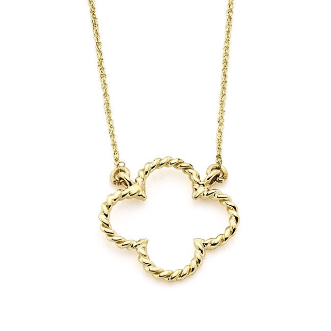 14K Solid Gold Clover Necklace