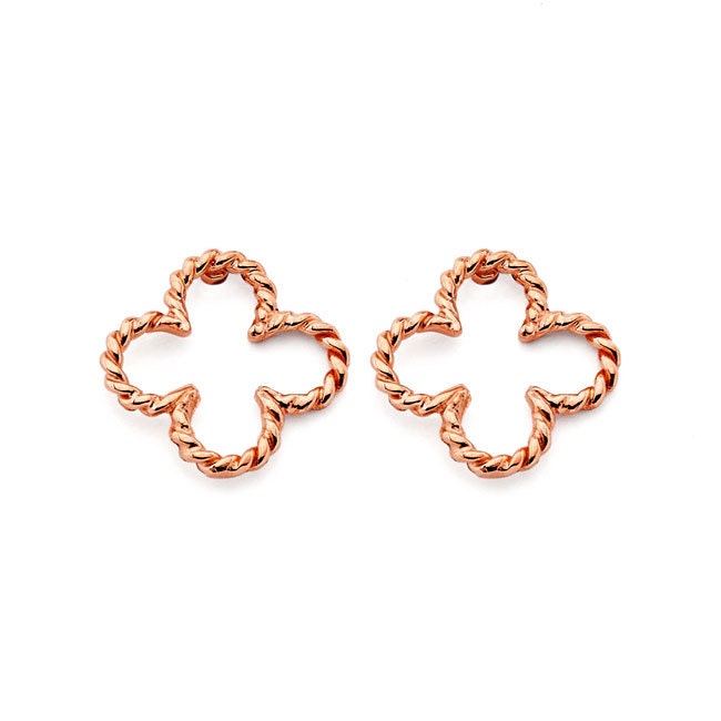 14K Solid Gold Clover Post Earrings