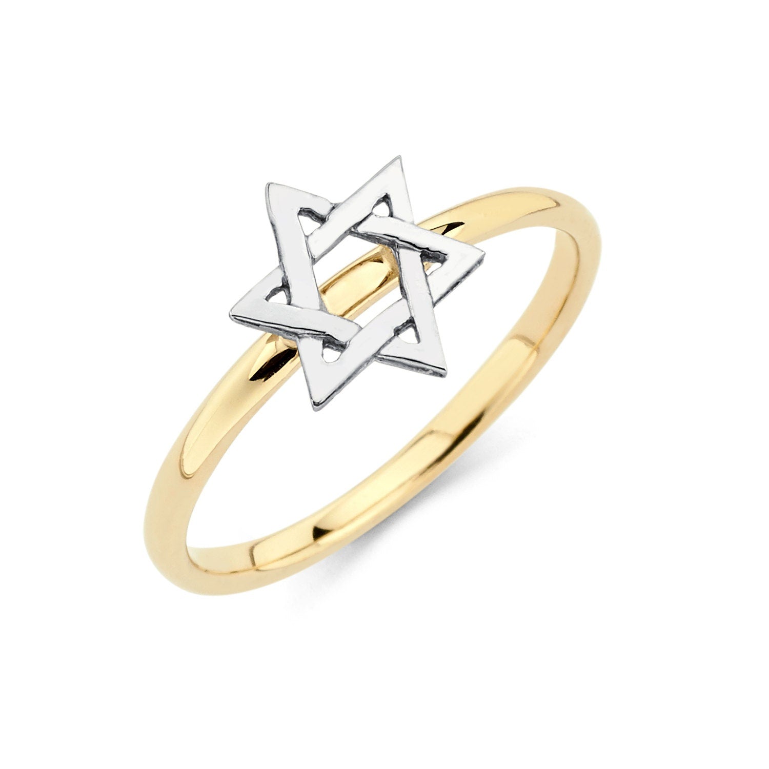 14K Two-Tone Star of David Ring