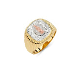 14K Tricolor Our Lady of Guadalupe Mens Ring