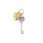 14K Solid Two-Tone White/Yellow Gold "KEY to my HEART" Pendant/Charm