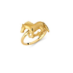 Solid 14K Yellow Gold Running Horse Ring