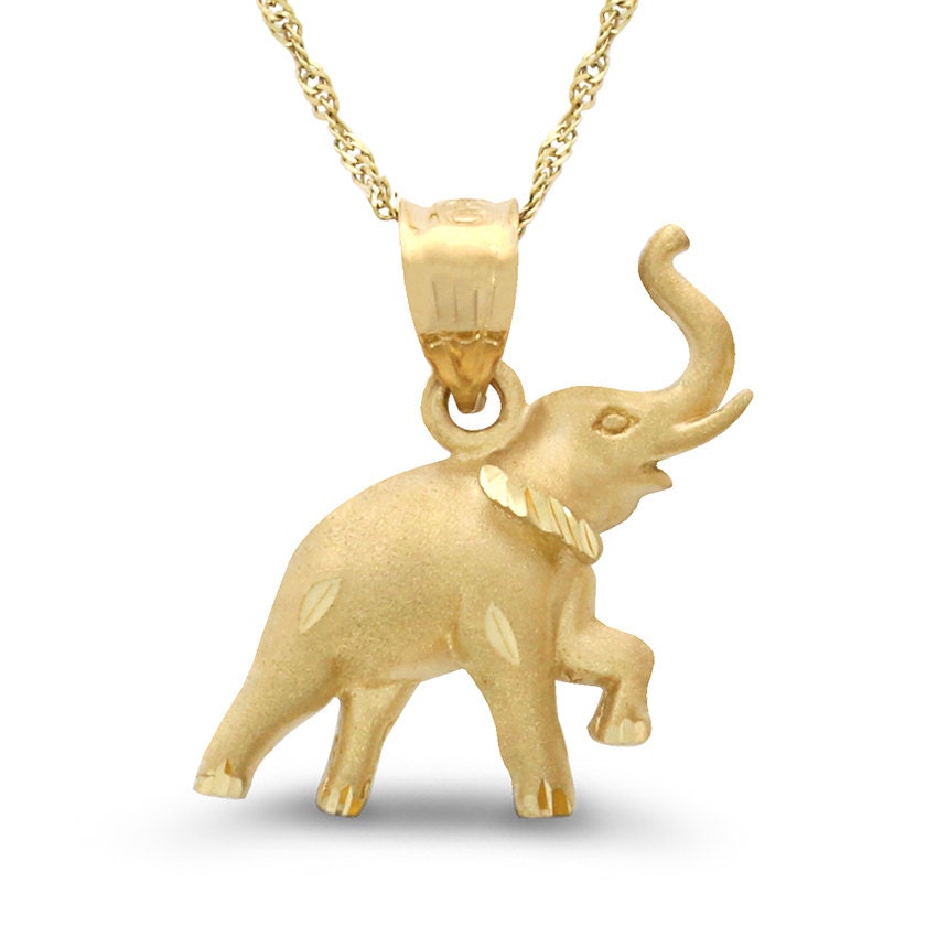 14k solid gold elephant pendant with 18" 14k solid gold chain