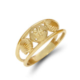 14k solid gold shell with sand dollar ring